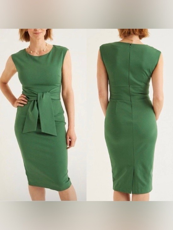 Boden Dresses & Skirts - Boden Jessica Ponte Knit Green Tie Waist Sheath Dress 10 Work Office Career Mod